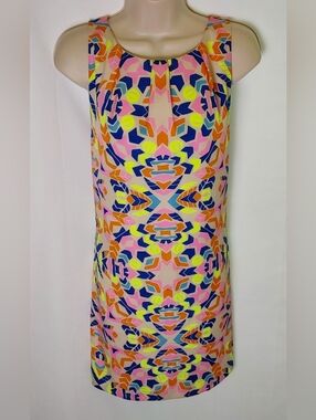 Mara Hoffman Pink Neon Geometric Shift Dress